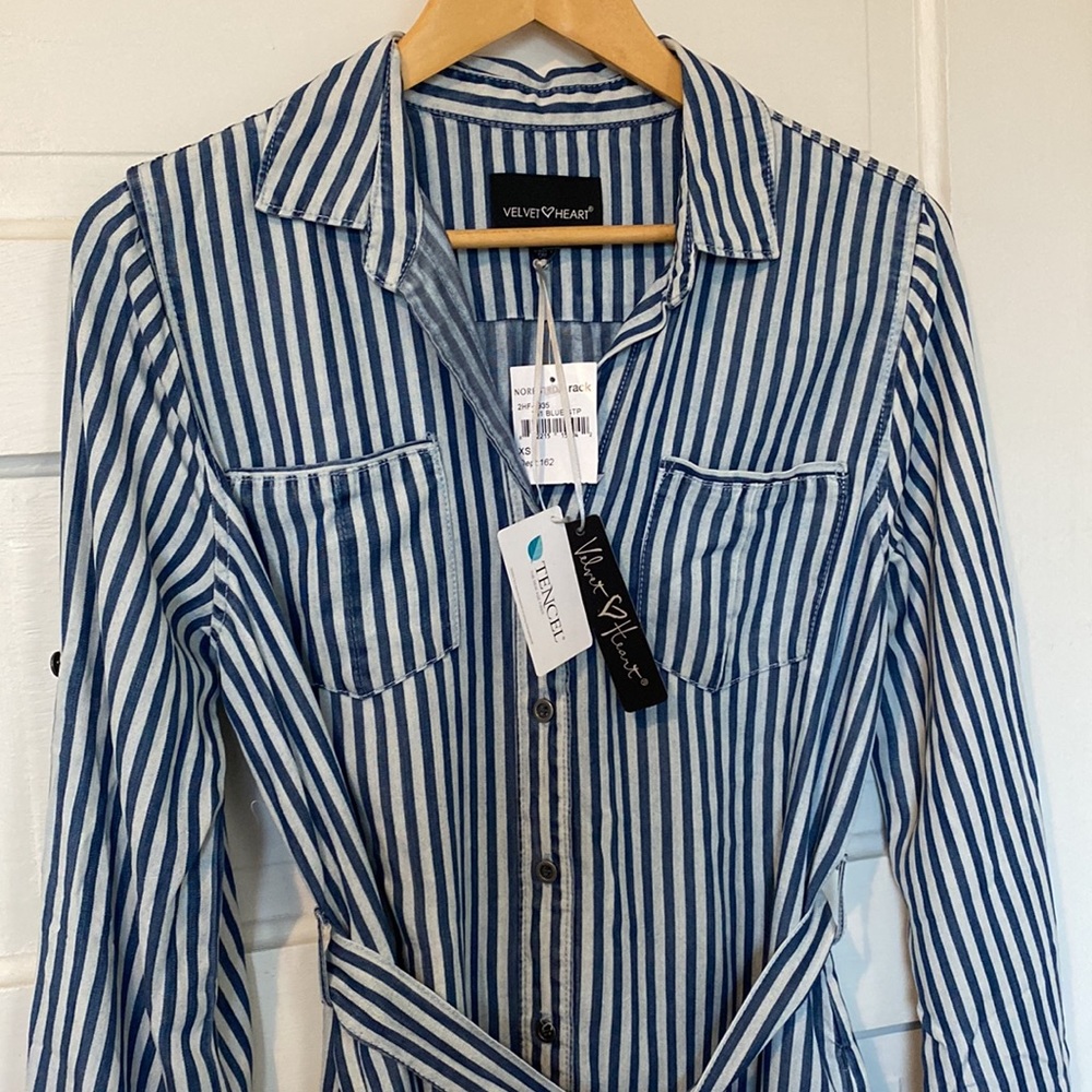 NWT Tencel Blue Shirt Dress size XS - Picture 5 of 7